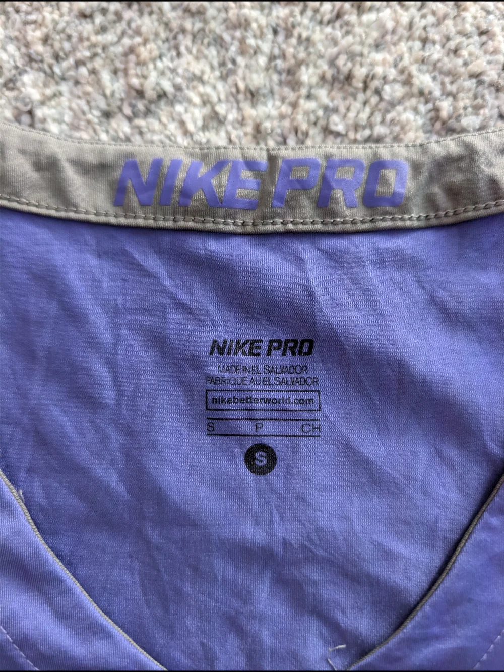 Nike Pro Dri-FIT Purple V-Neck Short Sleeve Athletic Top Size S